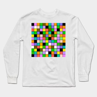 checkerboard Color Blocks Pastel Pattern Long Sleeve T-Shirt